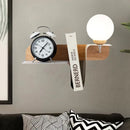 GobekUsa Nordic Opal Frosted Glass Sconce: Orb 1 Bulb Wall Mounted Lamp with White-Wood Shelf (Left/Right)