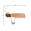 GobekUsa Nordic Opal Frosted Glass Sconce: Orb 1 Bulb Wall Mounted Lamp with White-Wood Shelf (Left/Right)