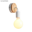 GobekUsa Iron Bend Rotatable Wall Lighting Minimalist Sconce - 1 Head, Black/White-Wood with Exposed Bulb Design