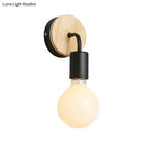 GobekUsa Iron Bend Rotatable Wall Lighting Minimalist Sconce - 1 Head, Black/White-Wood with Exposed Bulb Design