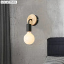 GobekUsa Iron Bend Rotatable Wall Lighting Minimalist Sconce - 1 Head, Black/White-Wood with Exposed Bulb Design