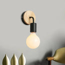GobekUsa Iron Bend Rotatable Wall Lighting Minimalist Sconce - 1 Head, Black/White-Wood with Exposed Bulb Design