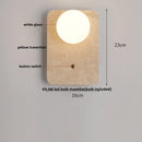 GobekUsa Canopy LED Wall Light Rotate Yellow Travertine Japan Style Bedside Lamp