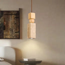 GobekUsa Cuboid Stone LED Pendant Lights Wood Yellow Travertine Interior Lighting Hanging Lamp