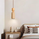 GobekUsa Cuboid Stone LED Pendant Lights Wood Yellow Travertine Interior Lighting Hanging Lamp