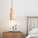 GobekUsa Cuboid Stone LED Pendant Lights Wood Yellow Travertine Interior Lighting Hanging Lamp