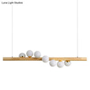 GobekUsa Minimalist Wooden Island Pendant with Glass Sphere for Living Room Ceiling Lighting