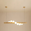 GobekUsa Minimalist Wooden Island Pendant with Glass Sphere for Living Room Ceiling Lighting
