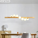 GobekUsa Minimalist Wooden Island Pendant with Glass Sphere for Living Room Ceiling Lighting