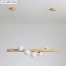 GobekUsa Minimalist Wooden Island Pendant with Glass Sphere for Living Room Ceiling Lighting
