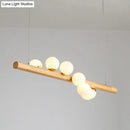 GobekUsa Minimalist Wooden Island Pendant with Glass Sphere for Living Room Ceiling Lighting