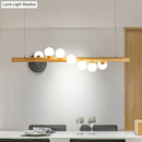 GobekUsa Minimalist Wooden Island Pendant with Glass Sphere for Living Room Ceiling Lighting