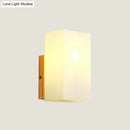 GobekUsa Minimalist Cube Wall Sconce with Opal Glass and Wood Detail