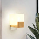 GobekUsa Minimalist Cube Wall Sconce with Opal Glass and Wood Detail