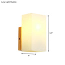 GobekUsa Minimalist Cube Wall Sconce with Opal Glass and Wood Detail