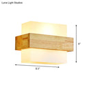 GobekUsa Minimalist Cube Wall Sconce with Opal Glass and Wood Detail