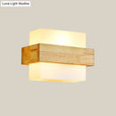 GobekUsa Minimalist Cube Wall Sconce with Opal Glass and Wood Detail