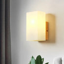 GobekUsa Minimalist Cube Wall Sconce with Opal Glass and Wood Detail