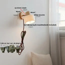 GobekUsa LED Wall Lights Wood White Ceramic Rotate, Living Room Bedside Lamp