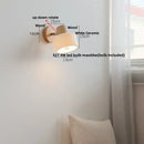GobekUsa LED Wall Lights Wood White Ceramic Rotate, Living Room Bedside Lamp