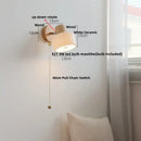 GobekUsa LED Wall Lights Wood White Ceramic Rotate, Living Room Bedside Lamp