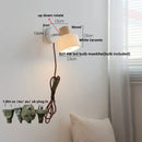GobekUsa LED Wall Lights Wood White Ceramic Rotate, Living Room Bedside Lamp
