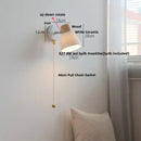 GobekUsa LED Wall Lights Wood White Ceramic Rotate, Living Room Bedside Lamp