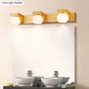 GobekUsa White Glass LED Vanity Light with Wooden Backplate - Simplicity Globe Wall Sconce for Bathroom