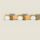 GobekUsa White Glass LED Vanity Light with Wooden Backplate - Simplicity Globe Wall Sconce for Bathroom