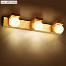 GobekUsa White Glass LED Vanity Light with Wooden Backplate - Simplicity Globe Wall Sconce for Bathroom