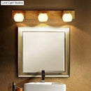 GobekUsa White Glass LED Vanity Light with Wooden Backplate - Simplicity Globe Wall Sconce for Bathroom