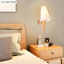 GobekUsa Ice Cream Cone Wall Mounted Light with Simplicity Wood Finish, Single-Bulb Bedside Wall Light Fixture & White Glass Shade