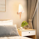 GobekUsa Ice Cream Cone Wall Mounted Light with Simplicity Wood Finish, Single-Bulb Bedside Wall Light Fixture & White Glass Shade