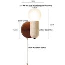 GobekUsa LED Wall Sconce Pull Chain Switch Modern Wood Yellow Travertine Stair Light