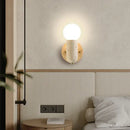 GobekUsa LED Wall Sconce Pull Chain Switch Modern Wood Yellow Travertine Stair Light