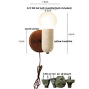 GobekUsa LED Wall Sconce Pull Chain Switch Modern Wood Yellow Travertine Stair Light