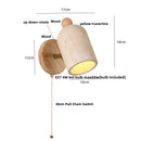 GobekUsa LED Wall Sconce Pull Chain Switch Modern Wood Yellow Travertine Stair Light