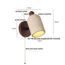GobekUsa LED Wall Sconce Pull Chain Switch Modern Wood Yellow Travertine Stair Light
