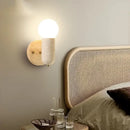 GobekUsa LED Wall Sconce Pull Chain Switch Modern Wood Yellow Travertine Stair Light