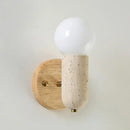 GobekUsa LED Wall Sconce Pull Chain Switch Modern Wood Yellow Travertine Stair Light