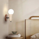 GobekUsa LED Wall Sconce Pull Chain Switch Modern Wood Yellow Travertine Stair Light