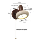 GobekUsa LED Wall Sconce Pull Chain Switch Modern Wood Yellow Travertine Stair Light