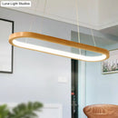 GobekUsa Minimalist Wood Island Pendant LED Ceiling Light - Modern Elliptic Design for Living Room