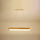 GobekUsa Minimalist Wood Island Pendant LED Ceiling Light - Modern Elliptic Design for Living Room