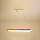 GobekUsa Minimalist Wood Island Pendant LED Ceiling Light - Modern Elliptic Design for Living Room