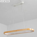 GobekUsa Minimalist Wood Island Pendant LED Ceiling Light - Modern Elliptic Design for Living Room