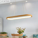 GobekUsa Minimalist Wood Island Pendant LED Ceiling Light - Modern Elliptic Design for Living Room