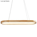 GobekUsa Minimalist Wood Island Pendant LED Ceiling Light - Modern Elliptic Design for Living Room