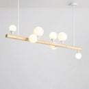 GobekUsa Minimalist Wood Island Pendant Light with Opal Glass Balls - perfect for Restaurants