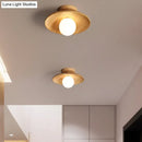 GobekUsa Sleek Wooden Ceiling Light - Mini Semi Flush Mount Hallway Lamp